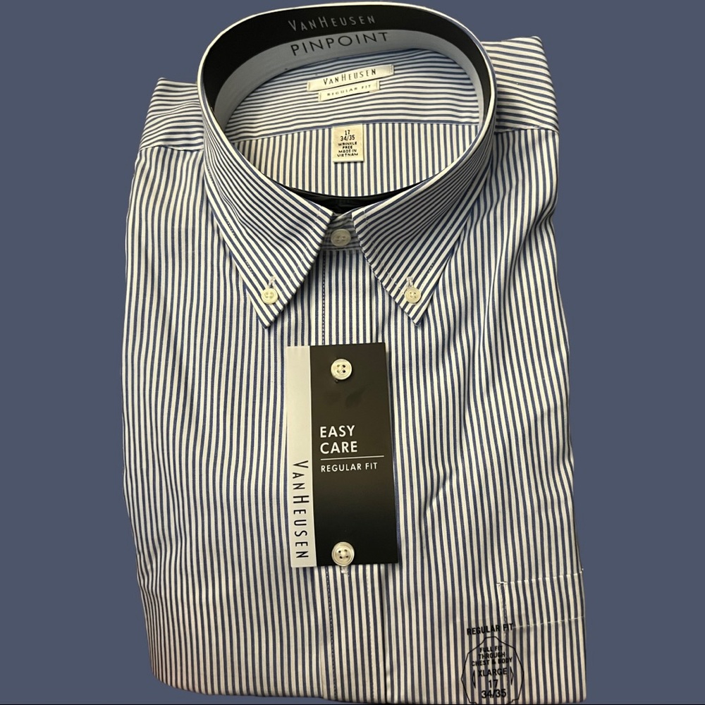 Van Heusen Blue/White striped button down shirt